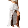 thumbnail image 2 of Lace Maxi Skirts for Women Y2k Western High Low Tiered Ruffle Skirt Renaissance Boho Fairy Skirt, 2 of 6