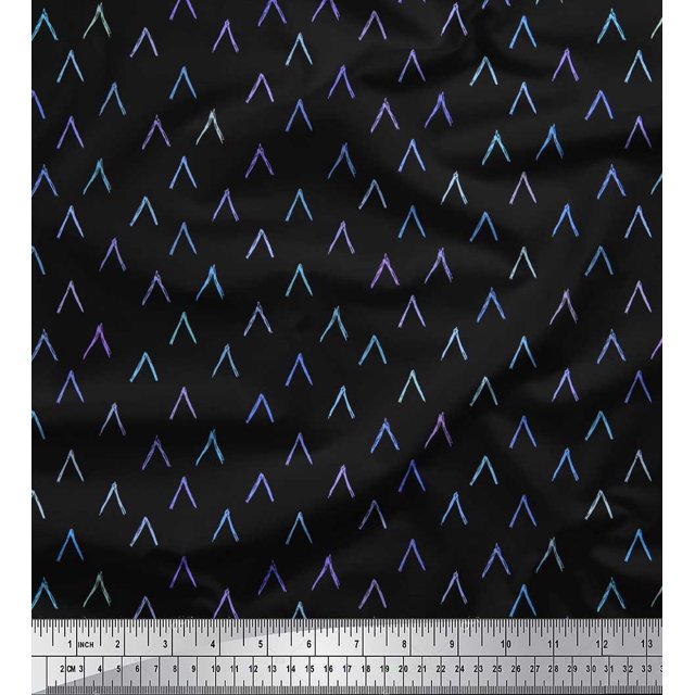 Soimoi Black Moss Georgette Fabric Alphabet Text Printed Craft Fabric by the Yard 42 Inch Wide
