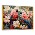 thumbnail image 2 of Designart "Tropical Parrot Pink and Blue Blooms III" Animals Framed Wall Art - Modern Pink Parrot Hallway Framed Wall Art Decor, 2 of 6