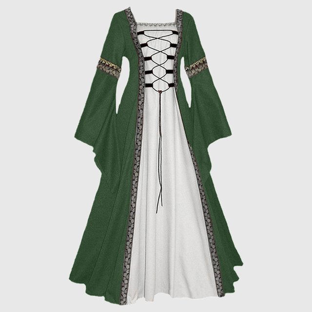 WILLBEST Pantalon de Robe pour Femmes avec Poches Robe Rétro Couleur Unie Manches Trompette Longue Robe Vintage Robe Gothique pour Femmes