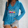 thumbnail image 5 of EchfiProm Womens Sky Blue Shirts Fall Casual Christmas V Neck Reindeer Xmas Long Sleeve T Shirts for Women, 5 of 6