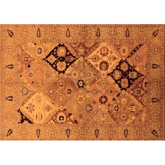 Ahgly Company Indoor Rectangle Oriental Orange Industrial Area Rugs, 6' x 9'