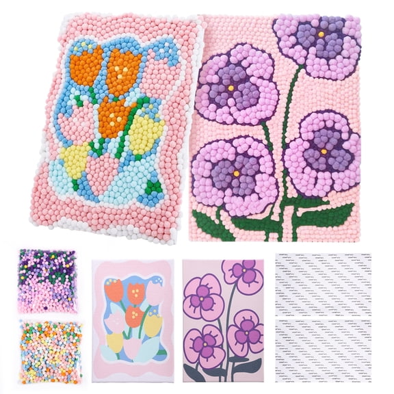 Pom Pom Kit Arts and Crafts for Kids Mess Free Crafting Supplies Preschool Creativity DIY Pompom Painting Activity for Toddlers Girls and Boys