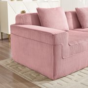 LHKJ Armless Sofa, Corduroy, with Pillow, Pink