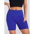 thumbnail image 3 of Cenuakty Women's Running Shorts Solid Color High Waist Tummy Control Fitness Athletic Workout Yoga Shorts with Deep Pockets, 3 of 9