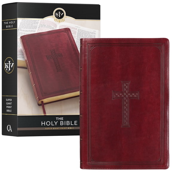 KJV Holy Bible, Super Giant Print Faux Leather Red Letter Edition - Thumb Index & Ribbon Marker, King James Version, Burgundy