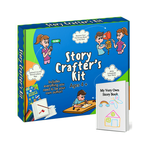 Story Crafters - Book Making Kit for Kids - With Custom Printed Hardcover Storybook -  Write Draw a Storybook - Gift for Creative Kids - Novel Writing Starter - Book Maker Drawing Kit - Boy Girl Art