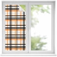 thumbnail image 2 of Orange Black Plaid Window Privacy Film, Farmhouse Orange Black Checkered Static Cling UV Sun Blocking Tint Film Heat Control Windows Films for Bedroom Bathroom, Window Stickers 17.7"x39.3", 2 of 8