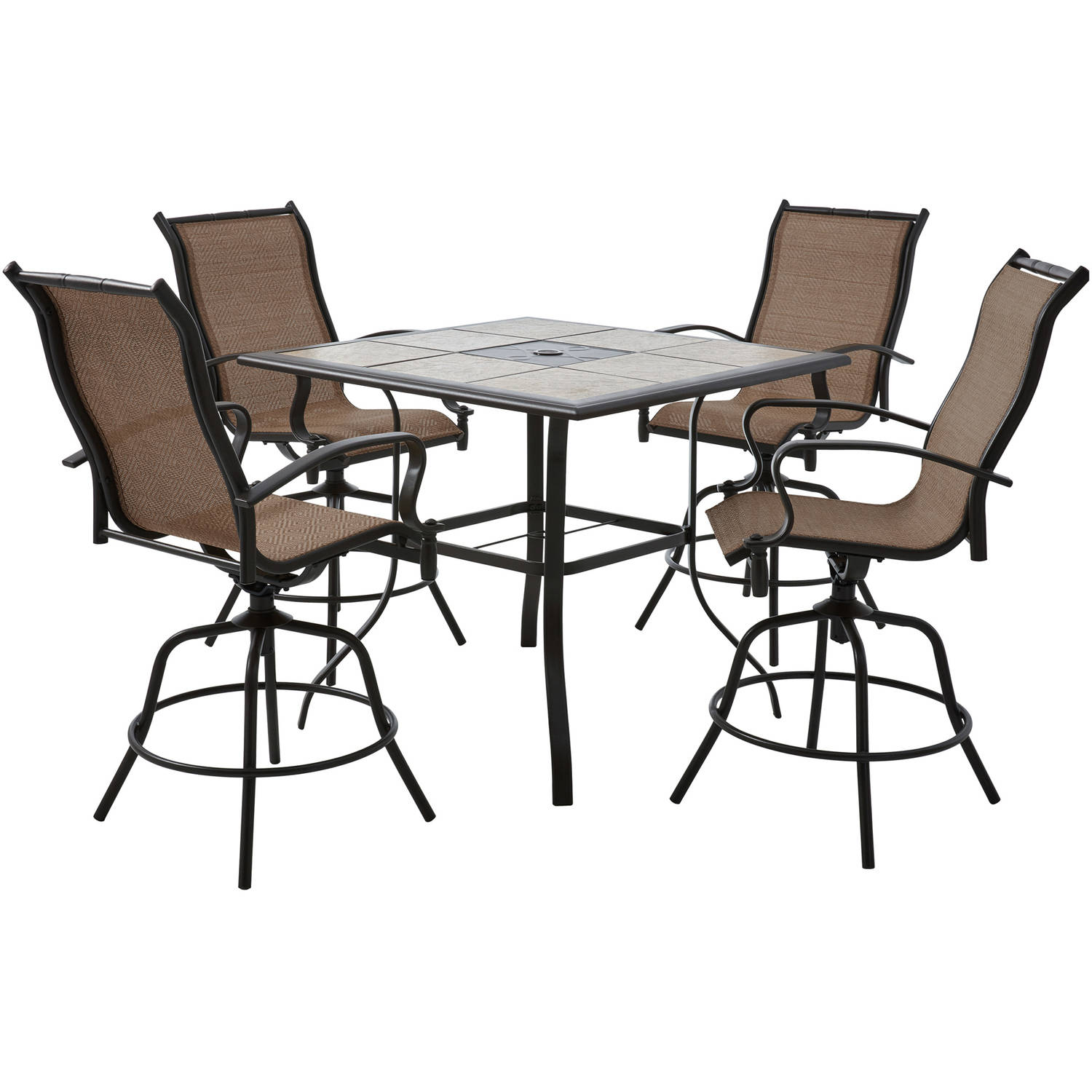 Mainstays Wesley Creek 5-Piece Counter Heights Dining Set, Brown - image 2 of 9