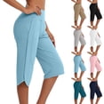 thumbnail image 6 of Womens Long Shorts Quick Dry Stretch Yoga Capris Sweatshort High Waist Workout Gym Shorts with Pockets (S, Green), 6 of 6
