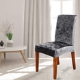 thumbnail image 3 of Pack of 4 Crushed Velvet Chair Covers for Dining Room Chairs, Chair Slipcovers for Hotel Dining Room Ceremony Banquet Wedding Party Decor, Dark Gray, 3 of 9