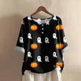 thumbnail image 4 of Godom Halloween Shirts for Women Ghost Graphic Button Oversized T Shirt Short Sleeve Tees Tops, 4 of 7