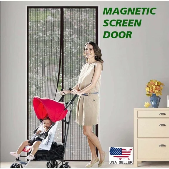 Magnetic Screen Door With Heavy Duty Strong Magnets And Mesh Curtain Transparent