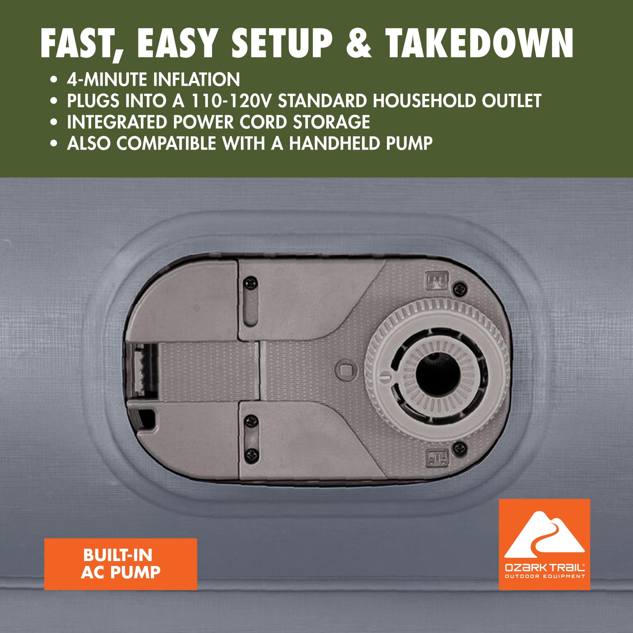 Ozark Trail 16" Queen Air Mattress with Built-In Electric Pump