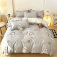 thumbnail image 1 of Juego de cama de cuatro piezas de algodón cepillado Aloe simple para hombre, juego de sábana y edredón de tres piezas a cuadros a rayas, 1 of 6
