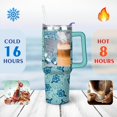 thumbnail image 4 of 40oz Cute Ocean Life Turtle Stainless Steel Flip Straw Tumbler Spill Proof Travel Cup Double Wall Vacuum Insulated Coffee Mug with Top Handle, 4 of 6
