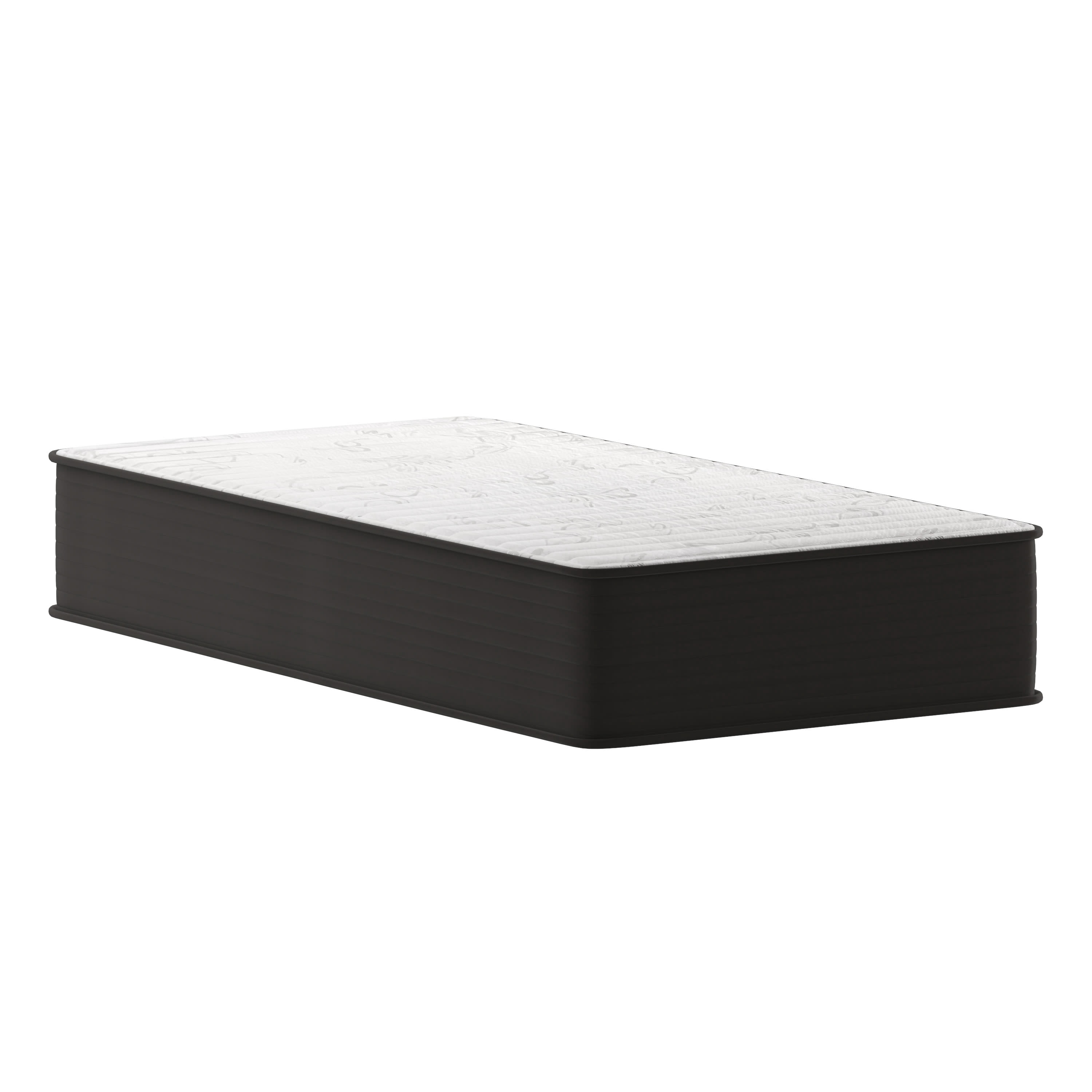 BizChair 12 Inch Hybrid Mattress, Twin Size High Density Foam and Pocket Spring Mattress in a Box, CertiPur-US Certified Foam, White/Black