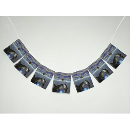 GCKG Ocean Animal Butterfly and Funny Shark Banner Bunting Garland Flag Sign for Home Family Party Decoration