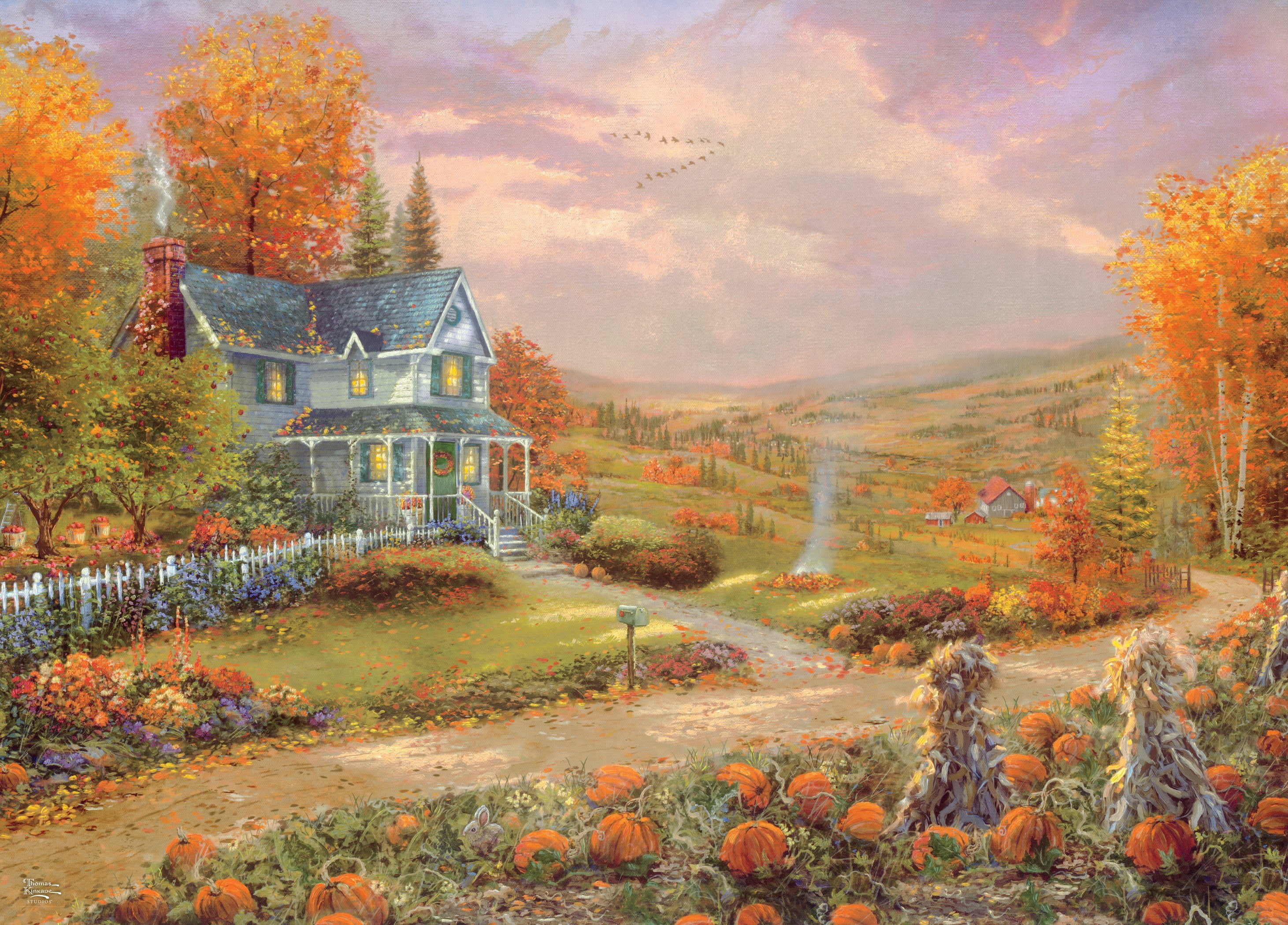 Ceaco 1000-Piece Thomas Kinkade Autumn at Apple Hill Interlocking Jigsaw Puzzle
