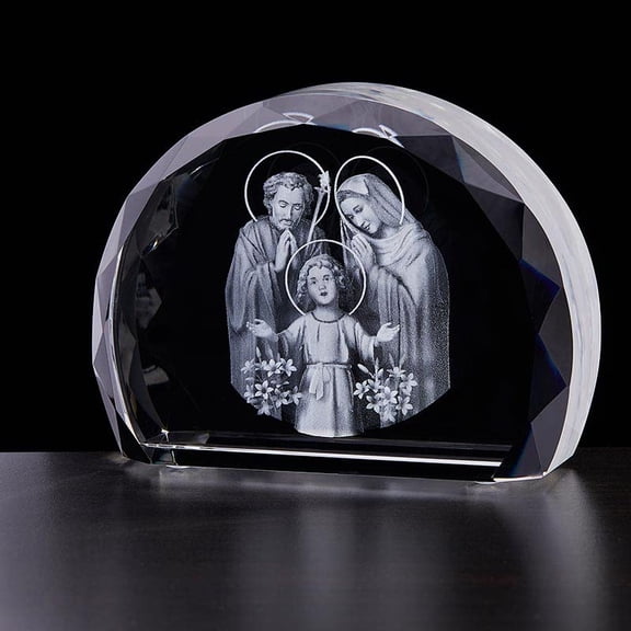 Christian Brands Catholic Large Etched Glass Holy Family