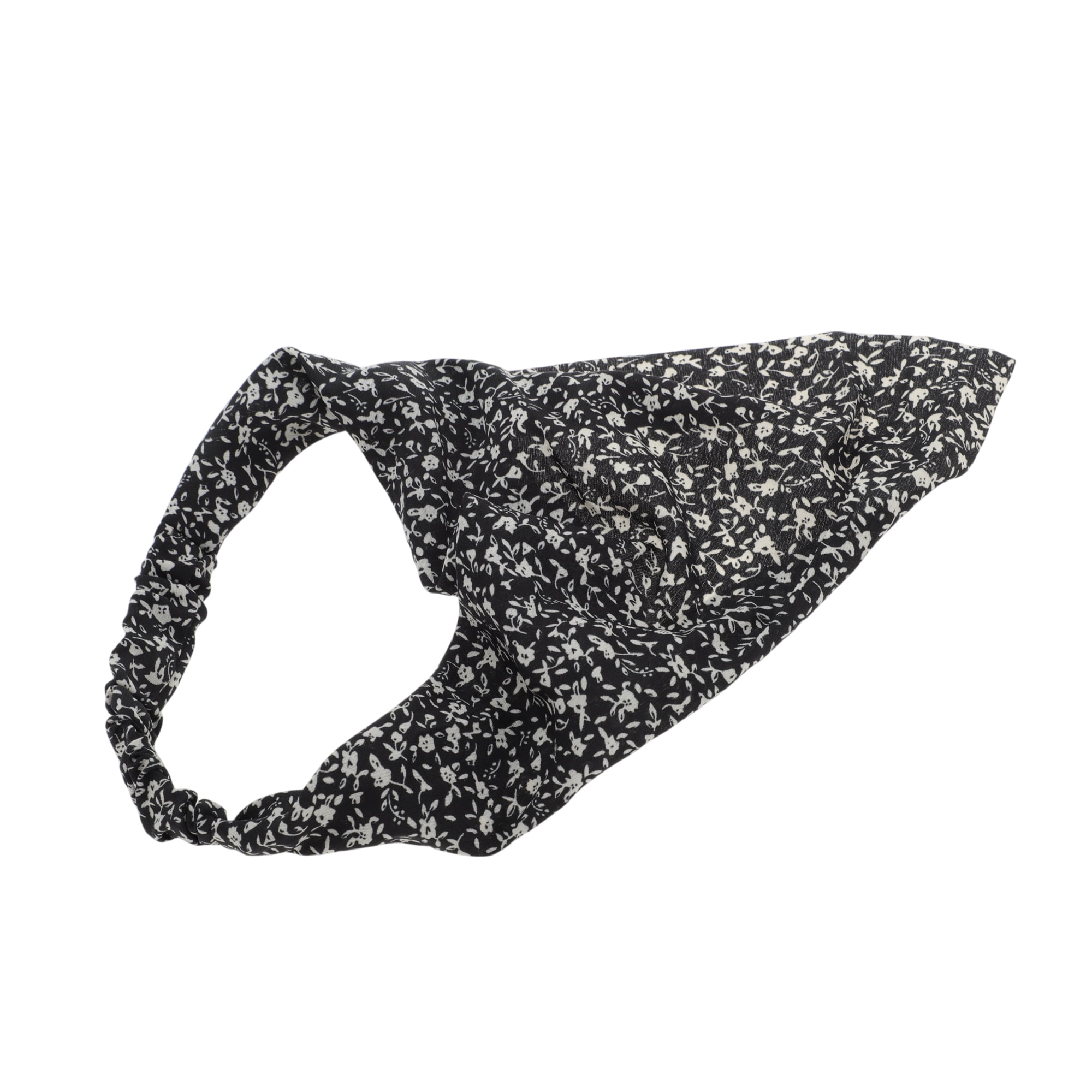 Unique Bargains 1pc Fashion Ditsy Floral Headwrap 8.86''x9.65'' Black