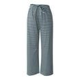thumbnail image 4 of Plebaso Women's Striped Casual Pants Wide Leg Lounge Pants Casual Drawstring Loose Trousers with Pockets, 4 of 7
