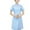 Blue, variant on Scrub Dresses for Women Casual Solid Color Short Sleeve Nur-se Working Uniform Pockets Stretchy V-Neck Holiday Workwear White