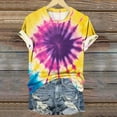 thumbnail image 3 of VBTAPA Tie Dye T-Shirt for Women Funny Contrast Color Short Sleeve Tops Summer Casual Loose T Shirts Round Neck Soft Comfy Tee Sales of Today Multicolor M, 3 of 5