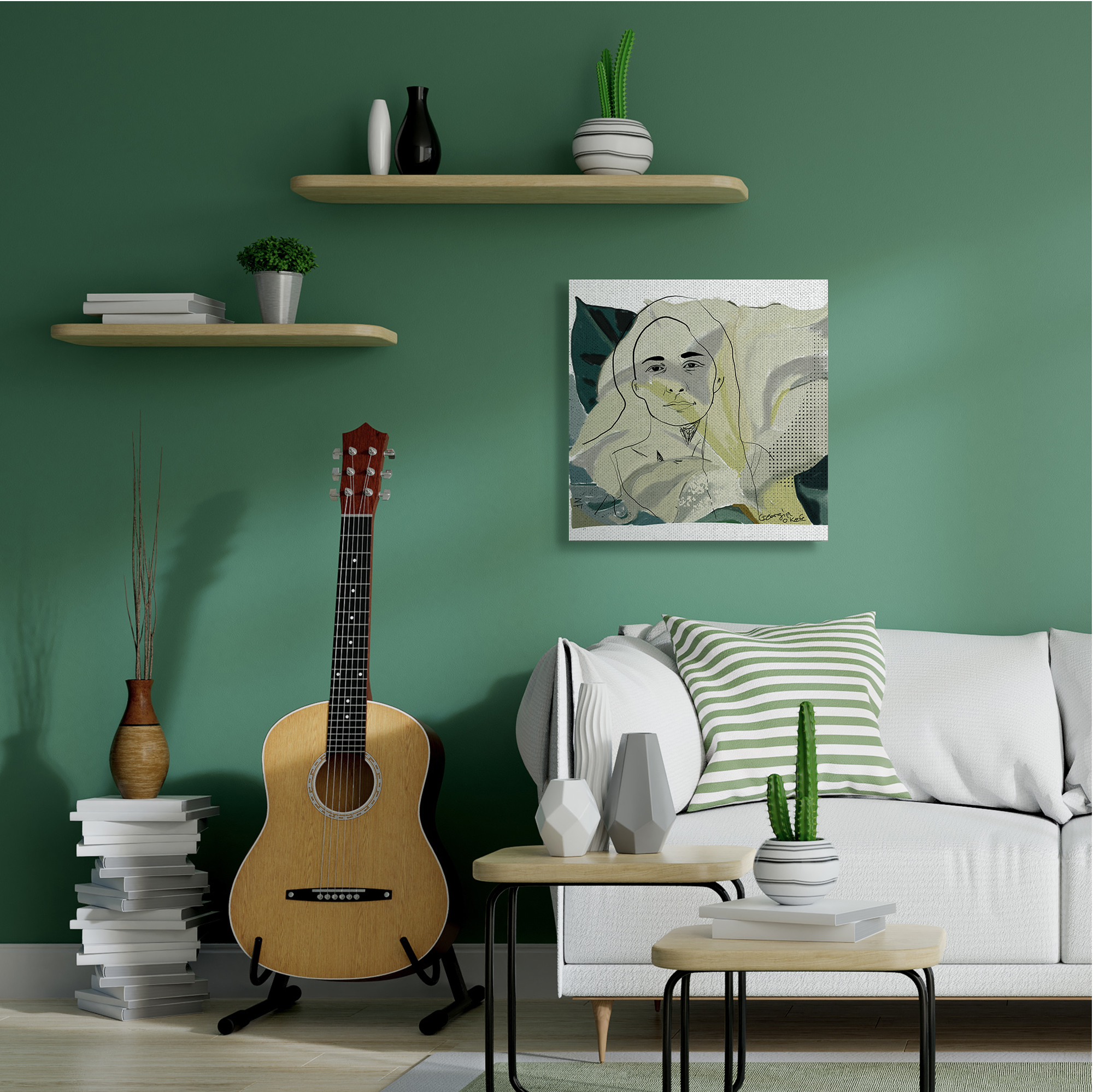 Stupell Industries O'Keefe Artist Portrait Off-White Lily Floral Botanical & Floral Painting Gallery Wrapped Canvas Art Print Wall Art, 30 x 30