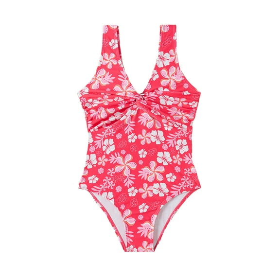 Kiijoy Big Girls Floral One-Piece Swimsuit Bathing Suit with UPF50 , Sizes 9-10 T
