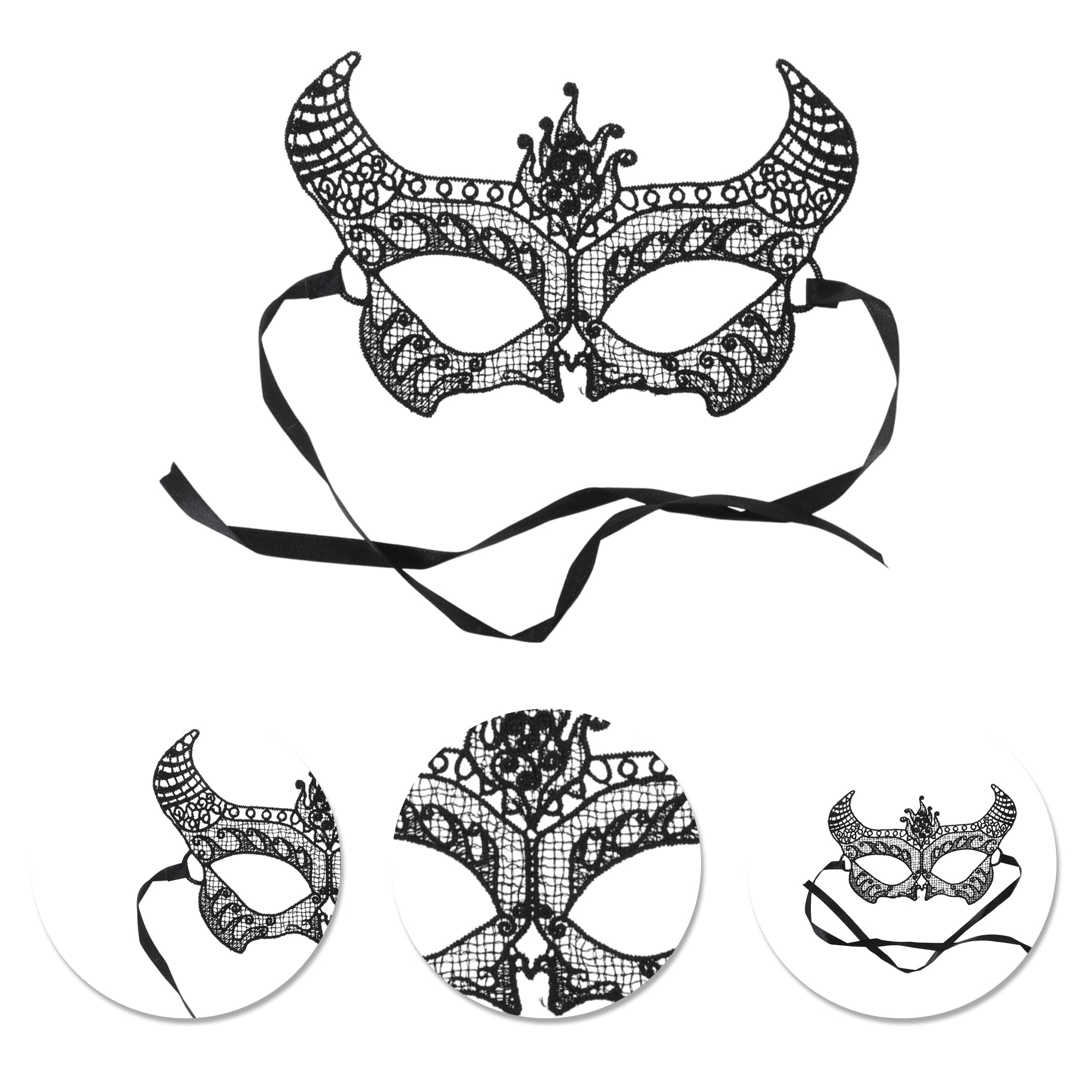 Unique Bargains 1 Pack Elegant Lace Half Face Party Mask in Black Black Pattern 4