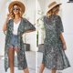 thumbnail image 1 of Moda mujer verano estampado cardigan manga corta fajas casual bohemio, 1 of 8