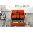 thumbnail image 4 of Convertible Sleeper Sofa Bed, Modern Loveseat Couch with Pull Out Bed, Small Love Seat Futon Sofa Bed with Headboard, Pillows, Storage Space & Side Pockets  for Living Room (Orange), 4 of 9