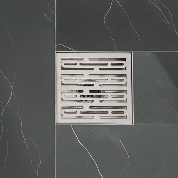 Dawot Shower Drain,6-Inch Square Shower Floor Drain with Removable Cover Grid Grate, SUS 304 Stainless Steel Brushed Bronze Finished