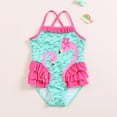 thumbnail image 4 of GYRATEDREAM Baby Girl One Piece Swimsuit Swimwear Toddler Kid Swan Bikini Bathing Suit Sunsuit Rash Guard 18M-6T, 4 of 8