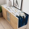 thumbnail image 4 of Blue White Table Runner - 108 Inch Long, Kitchen Dining Table Runner Dresser Scarves, Gold Graffiti Painting Art Retro Country Farmhouse Decor for Coffee Tables Wedding Party Banquet, 4 of 8