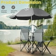thumbnail image 3 of Double Camping Chairs with Removable Umbrella, Portable Beach Loveseat with Cup Holders, Side Pocket and Carrying Bag, Oxford Fabric Sun Shade Canopy for Pool, Picnic, Patio, Grey, 3 of 8