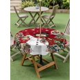 thumbnail image 3 of Outdoor Tablecloth with Umbrella Hole and Zipper, Red Snowman Christmas Round Table Cloth 60 Inch Waterproof Tablecloth, Xmas Tree Snowflake Ball Poinsettia Picnic Table Cover for Patio Camping, 3 of 7