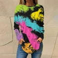 thumbnail image 2 of QATAINLAV Oversized Long Sleeve Shirts for Women 2024 Fall Fashion Graffiti Print Pullover Sweatshirts Casual Loose Fit Round Neck Tunic Tops Multicolor 5XL, 2 of 6