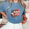 thumbnail image 6 of Floral American Flag T-Shirt – Watercolor Patriotic Flower USA Tee – 4th of July Shirt for Women, Red White Blue Daisy Poppy Graphic Top for Summer & Independence Day, 6 of 7