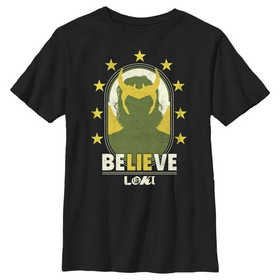 Boy's Marvel Loki Believe  Graphic Tee Black X Small