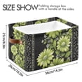 thumbnail image 4 of Yayeee 2 Pack Canvas Storage Basket with Handles for Shelves Fabric Bins Closet Organizer, Green Flowers, 4 of 8