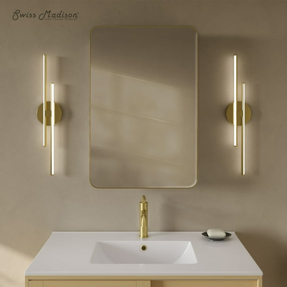 Pierre 20 x 30 Rectangle Recessed/Wall Mount Medicine Cabinet with Mirror in Brushed Gold