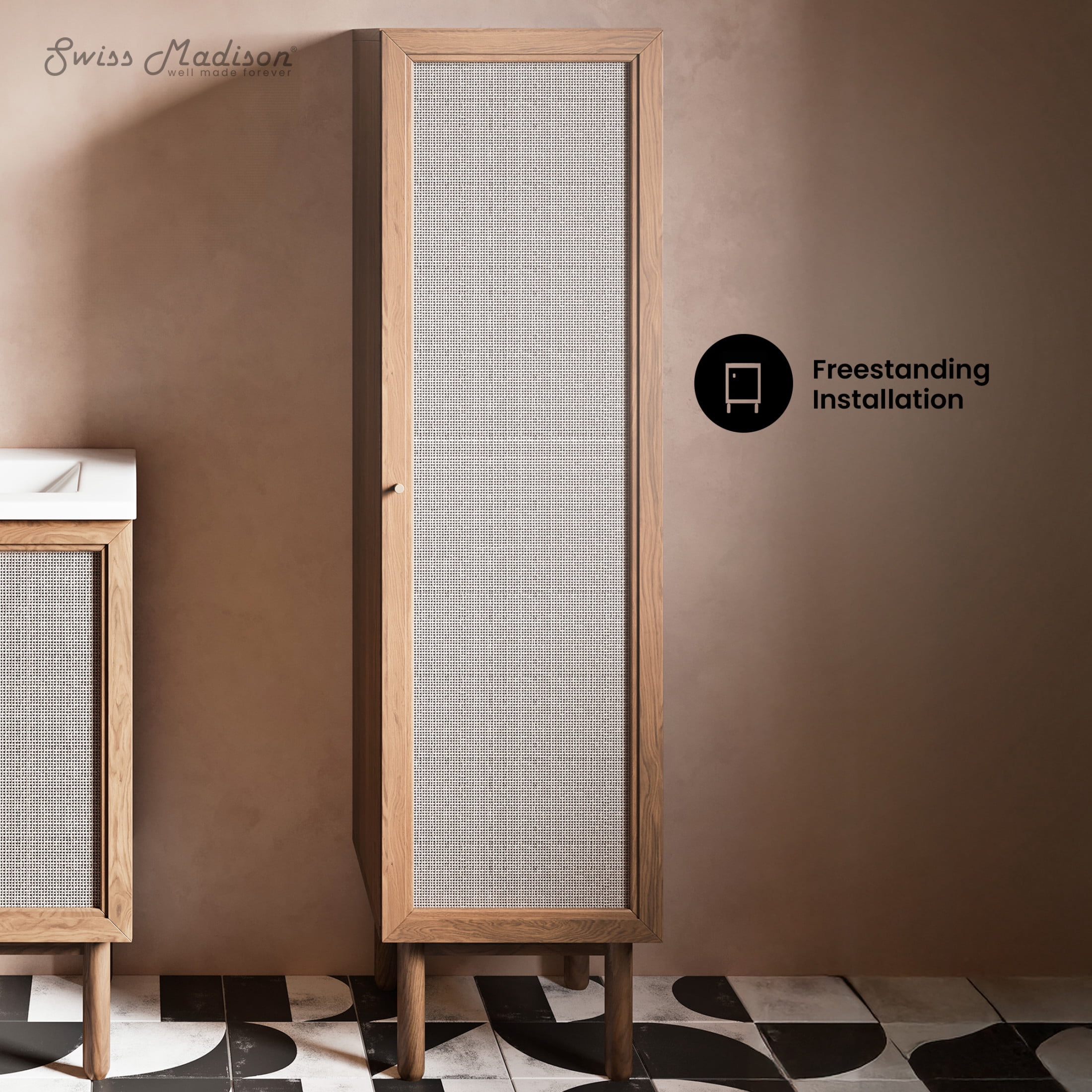 Classe Freestanding Linen Cabinet 60-Inch Toppan Oak
