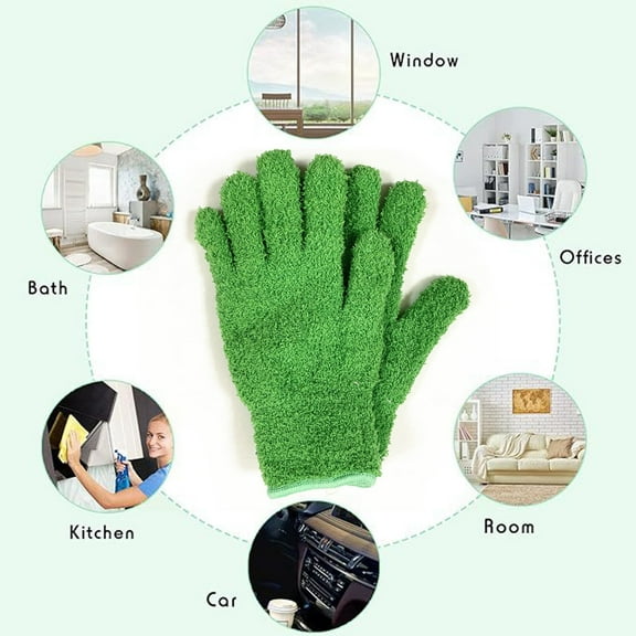 harmtty 1 Pair Microfiber Dusting Gloves Plant Leaf Cleaning Gloves Fuzzy Dust Removal Gloves for Indoor Plants Furniture Blinds