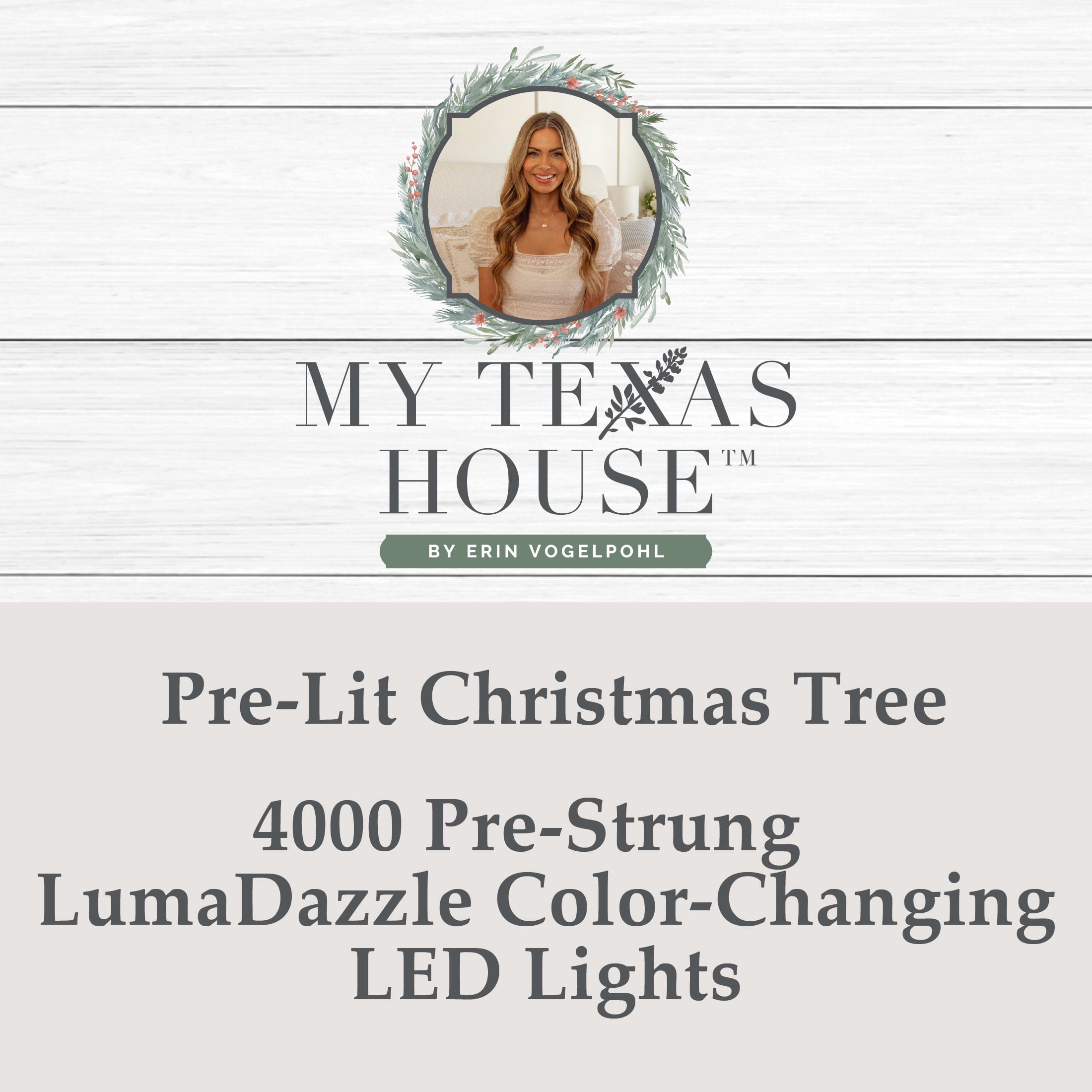 My Texas House 12' Pre-Lit Grand Spruce Green Artificial Christmas Tree with LumaDazzle Color-Changing Twinkle LED Lights, Quick Set, and Stand