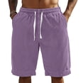 thumbnail image 3 of ENCCRWIN Men's Casual Multi-Pocket Shorts Drawstring Elastic Waist Summer Striped Cargo Pants for Outdoor Walking Hiking,Purple 2XL, 3 of 3