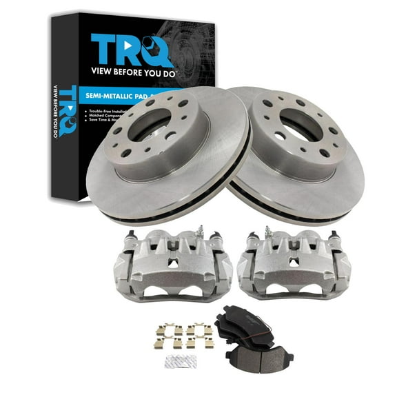 TRQ Front Brake Pad & Rotor Kit Brake Caliper Brake Pads Brake Rotor Semi-Metallic Fits Select 2014-2016 Ram ProMaster 1500 ProMaster 2500 ProMaster 3500