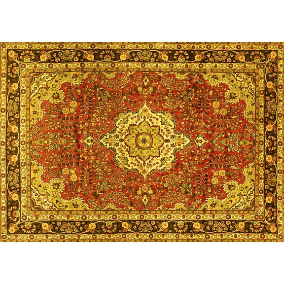 Ahgly Company Indoor Rectangle Persian Yellow Traditional Area Rugs, 5' x 7'
