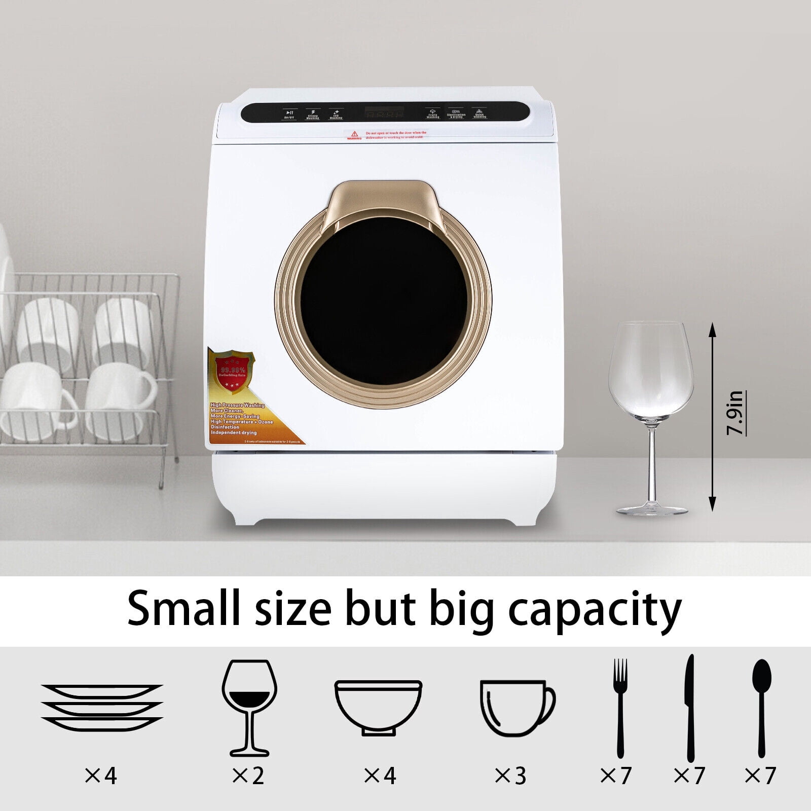 Portable 3-in-1 Dishwasher with Dryer & Cabinet Function, 5 Cleaning Modes, Water-saving & Easy Setup, Ideal for Small Homes, Apartments, RVs, and Dorms